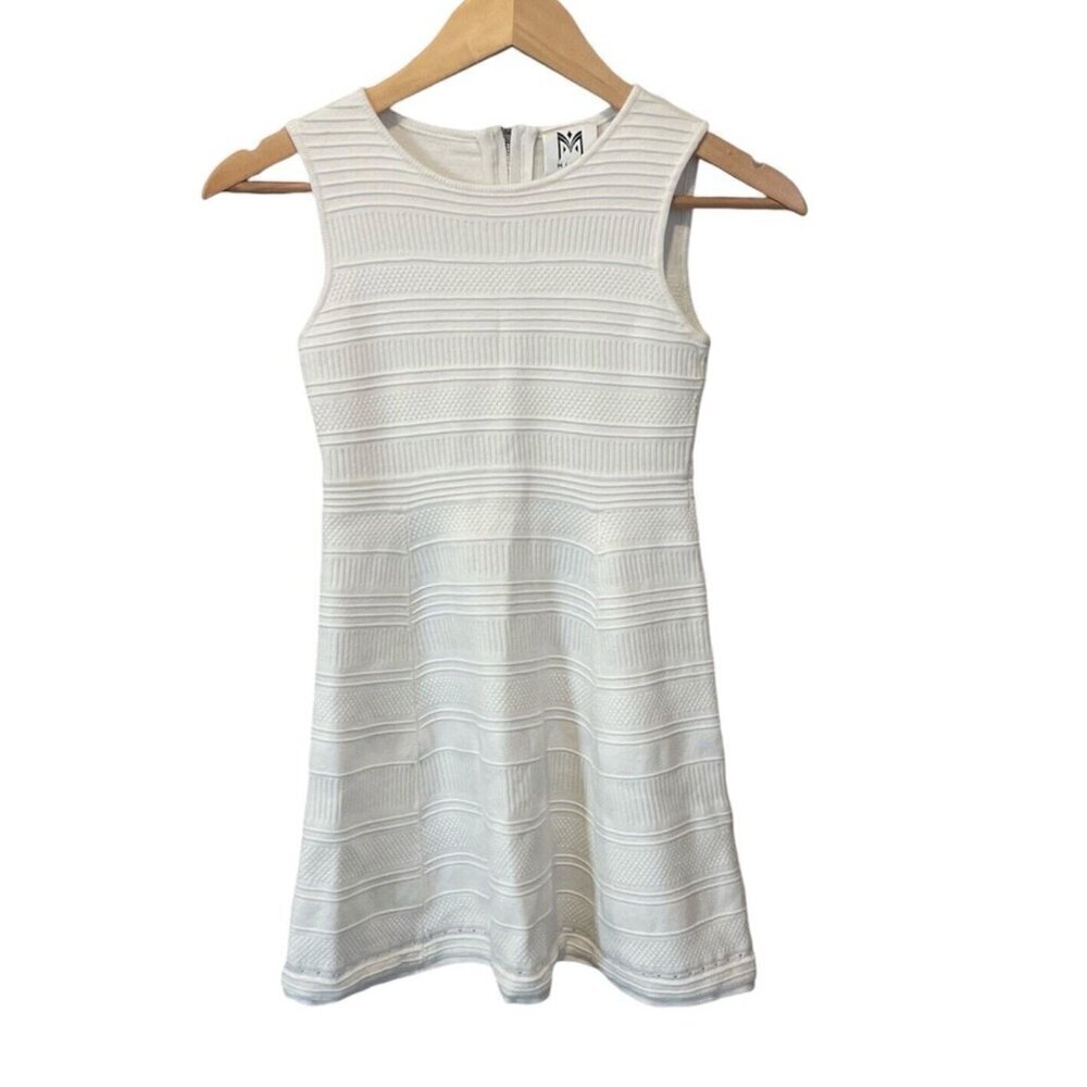 Milly Minis Knit Fit & Flare Skater Dress Size 12 Cream Sleeveless Stretch